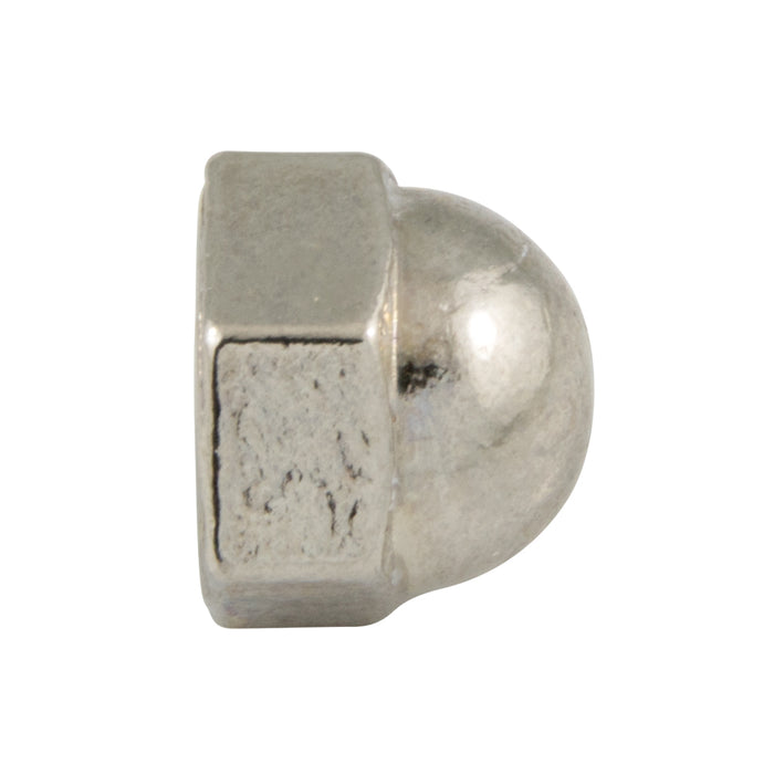 Écrou borgne, n° 10-24, largeur de face 3/8", épaisseur 11/32", en alliage de zinc nickelé, fabriqué par Spaenaur Inc.