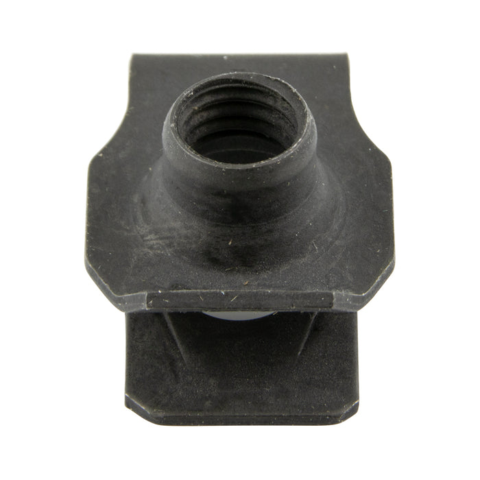 Écrou à panneau, extrudé, type « U » M6,3 x 1,0 THRD, panneau 0,8 mm-4,5 mm, acier à ressort traité thermiquement, noir, par Spaenaur Inc.