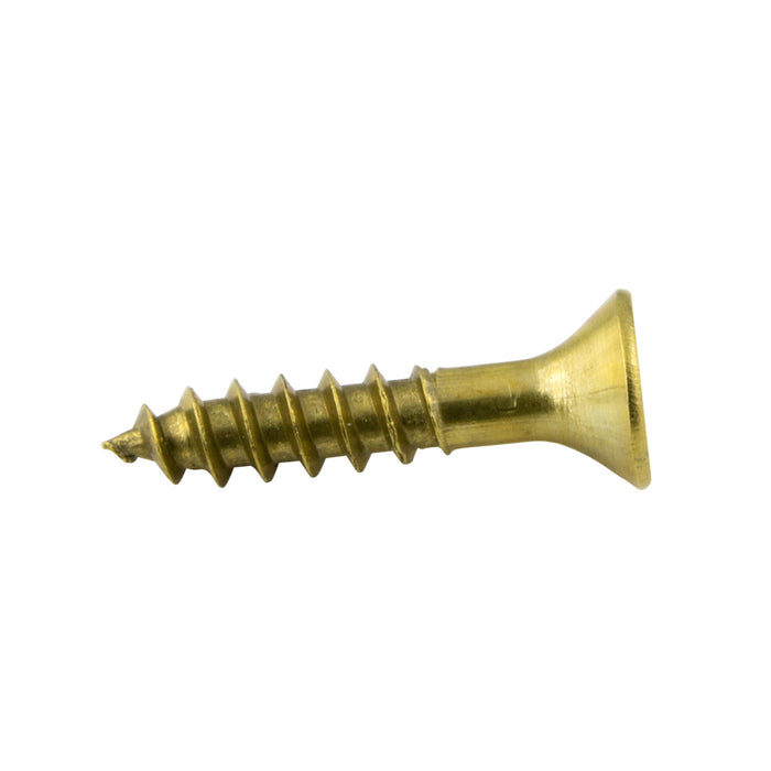 Wood Screw, Flat Head, Square Socket, #6 x 1-1/4" Length, Brass, ASME/ANSI B18.6.1