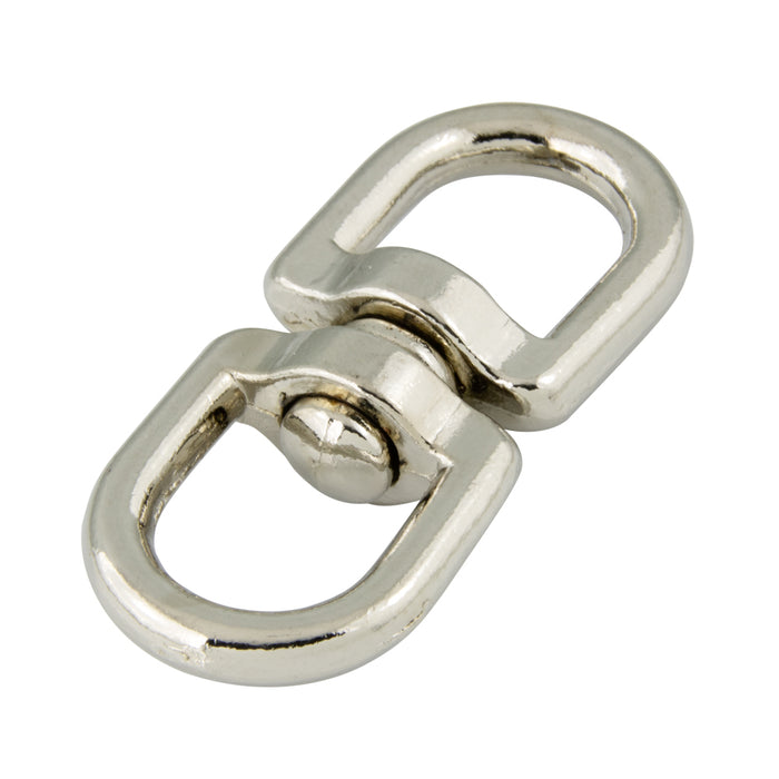Double Swivel 5/8" Eye,2 3/8" Oal,  Use with 3/16" Snap Opening Zinc Die Cast, Nickel Plated
