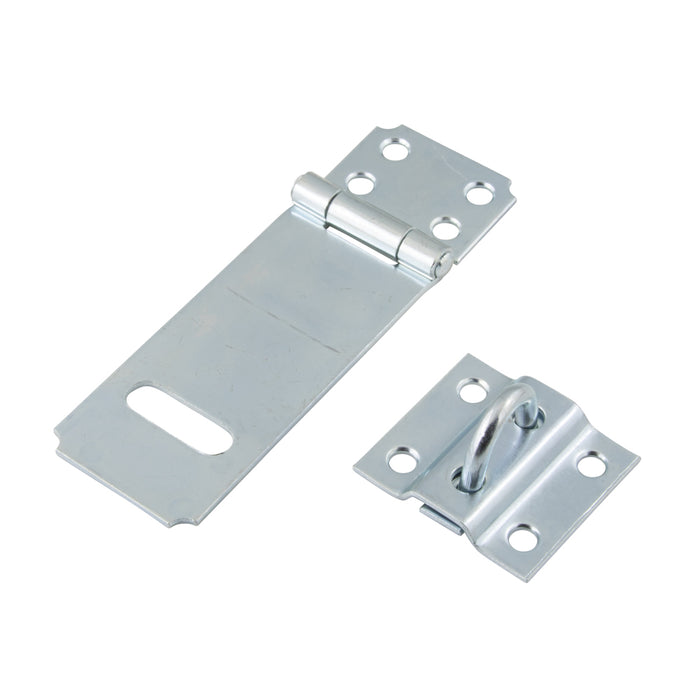 Safety Hasp,Loose Staple, W/Screws Riveted Pin, 3-1/2" Closed Length 1-1/2" Width Steel Zinc Plated by Spaenaur Inc.