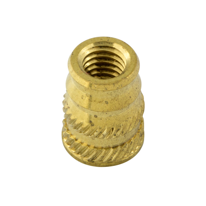 Rampa Knock-In Insert, Type Ts with Collar And Knurled Shank 18.5mm OD x 12mm LGTH 3/8-16 UNC Inside Thread Steel Zinc Plated