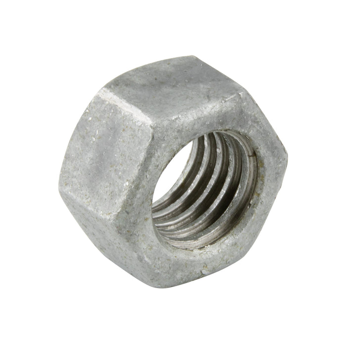 Hex Nut Finished, Tapped Oversize 7/16"-14 UNC (11/16" AF x 3/8" THK) Steel Hot DIP Galvanized Finish
