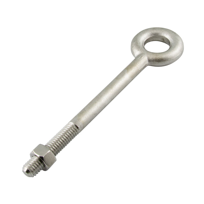 forged Eye Bolt Plain with Hex Nut 5/8"-11 UNC x 4" Shank (2-1/4" Thread LGTH), 1 3/8" Eye ID, 2-1/2" Eye OD, 304 Stainless Steel
