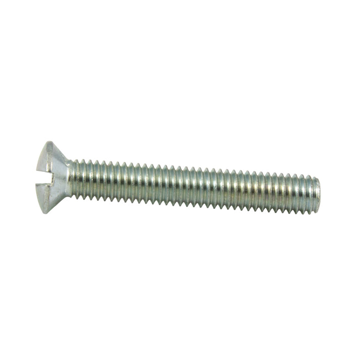 Machine Screw, Oval Head, Slotted Drive, M4 x 0.70 mm UNC x 8 mm Length, Steel Zinc Plated