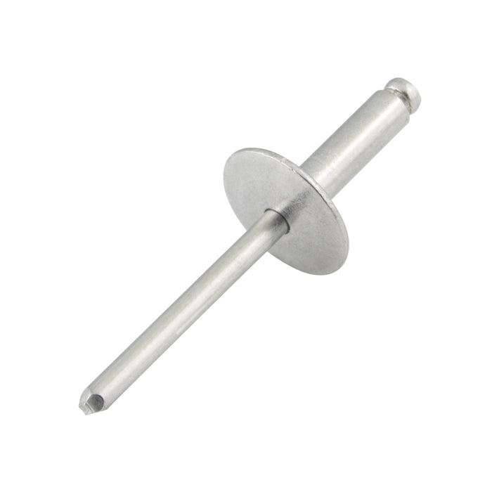 Pop Rivet Large Flange HD Open End 1/8" x .265" LONG(.031"-.125"Grip) Aluminum Rivet/Steel Mandrel IFI Spec. 114 Grade 19