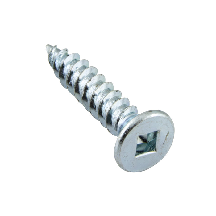 Wood Screw, Flat Head, Square Socket, #8 x 7/8" Length, Steel Zinc Plated, ASME/ANSI B18.6.1