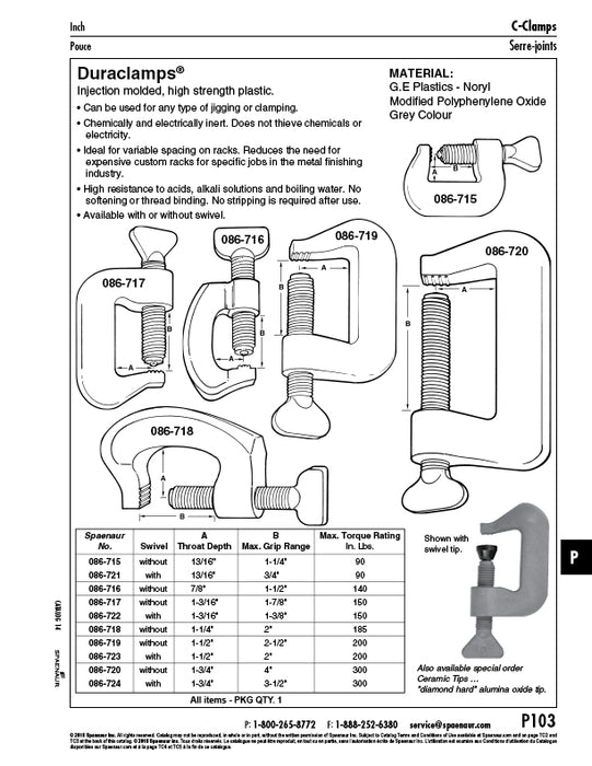 Duraclamp 1 1/2" Opening: "Noryl" Plastic Grey