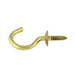 Cup Hook 7/8" x .105" x 1-5/16" O/A Length 5/16" Thread Length, 1/2" Opening Solid Brass Plain by Spaenaur Inc.