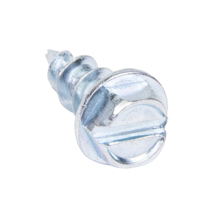 Tapping Screw, Serrated Hex Washer Head Slotted Drive, #10 x 1/2" Length, Steel Zinc Plated by Spaenaur Inc.