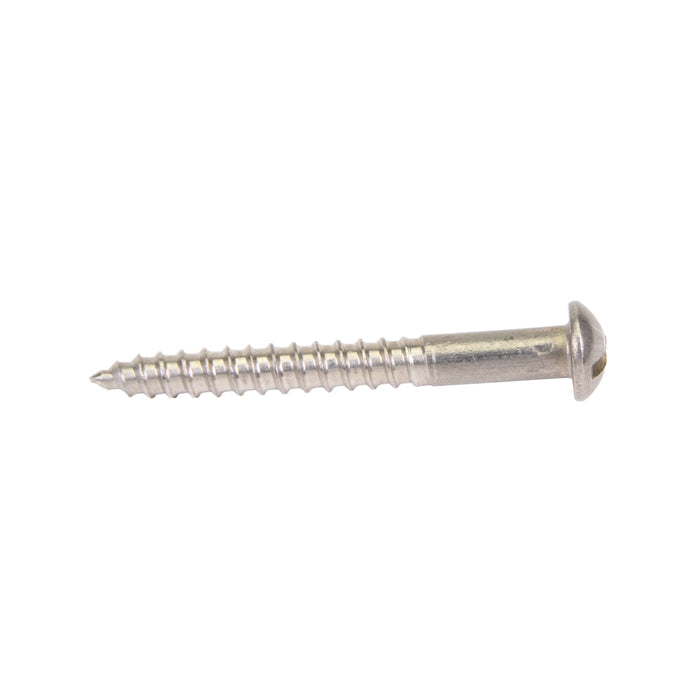Wood Screw, Round Head, Slotted, #10 x 3/4" Length, Stainless Steel, ASME/ANSI B18.6.1 by Spaenaur Inc.