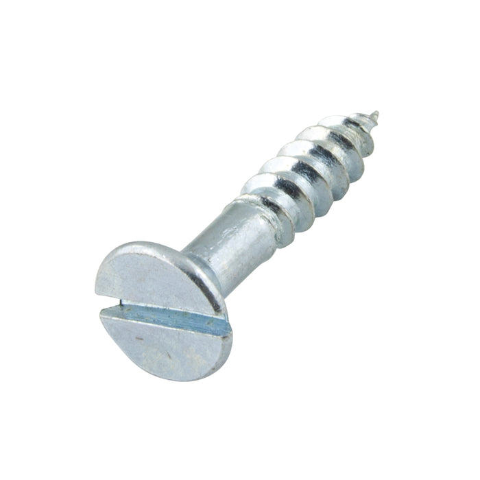 Wood Screw, Flat Head 90° ctsk., Slotted, #10 x 3" Length, Steel Zinc Plated, ASME/ANSI B18.6.1
