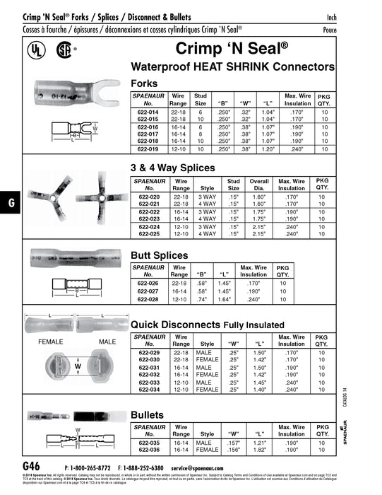 Waterproof Heat Shrink Connector Bullet 16-14 Wire, Female Polymer Jacket