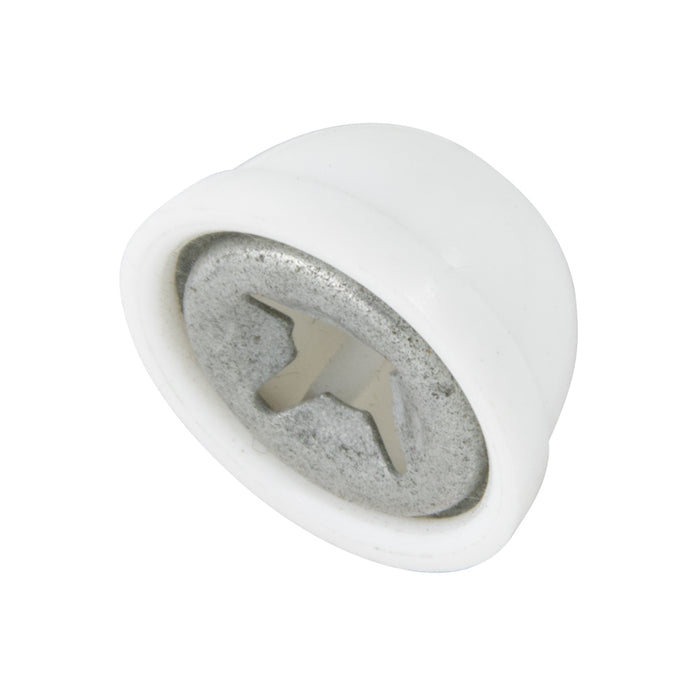 Écrou à emboîter, blanc, pour goujon de 0,187" (3/16") de diamètre. Insert en acier à ressort, capuchon en plastique, de la marque Spaenaur Inc.