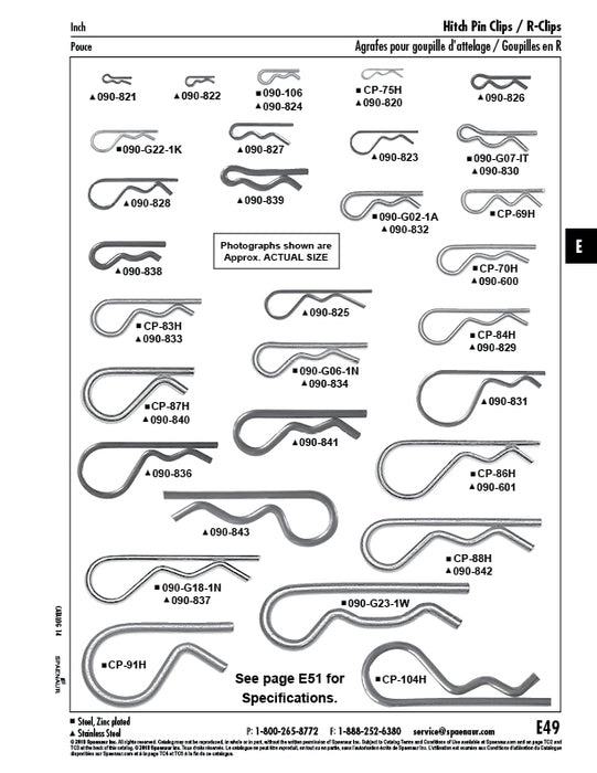 Internal Type Hairpin Cotter .072"Wire DIA. x 1-7/8" O/A LGTH 302 Stainless Steel by Spaenaur Inc.