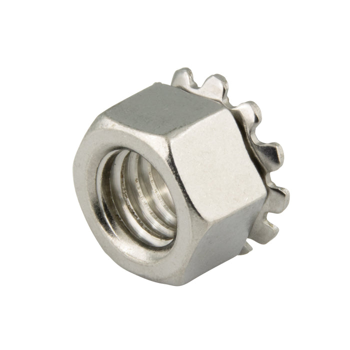 K-Lok Hex Nut W/External tooth Lockwasher 10-24 UNC x 3/8" AF x 5/32" O/A THK 18-8 Stainless Steel