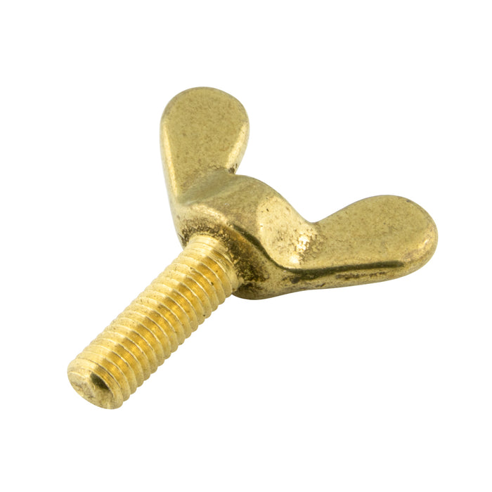 Wing Screw, M4 x 0.70mm Pitch x 16mm, 20mm Wing Wdth Brass Plain