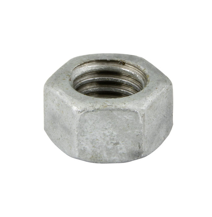 Hex Nut Finished, Tapped Oversize 7/16"-14 UNC (11/16" AF x 3/8" THK) Steel Hot DIP Galvanized Finish