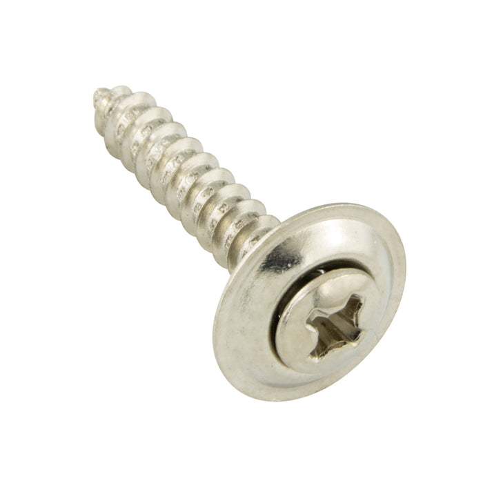 SEMS Tapping Screw Phillips Oval #6 Trim HD with Finishing Washer #8 x 1 1/4" LG, Type A Low Carb Steel Case Hard Nickel Plated by Spaenaur Inc.