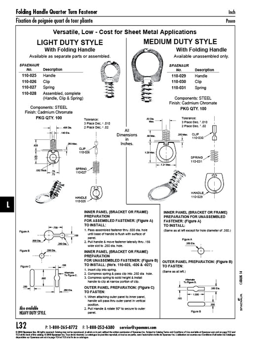 Quick Operating Fastener Handle Only, Km Series, Light Duty .77-.83" x .73-.79" Steel Cadmium Plated by Spaenaur Inc.
