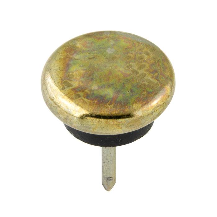 Glissière isolée en caoutchouc, type à clou, diamètre 7/8 po, longueur de tige 11/16 po. Acier cémenté, plaqué laiton. Par Spaenaur Inc.