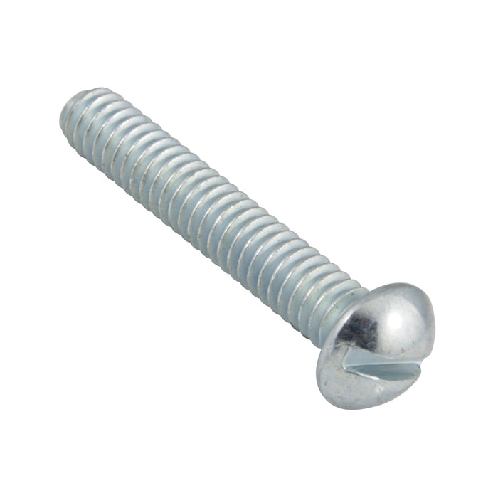 Machine Screw, Round Head, Slotted Drive, #10-24 UNC x 1/4" Length, Steel Zinc Plated