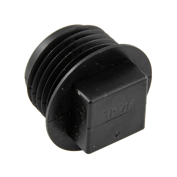 Threaded Pipe Plug. Flanged Sq Head 1/2"-14 NPT High Density Polyethylene Colour Black
