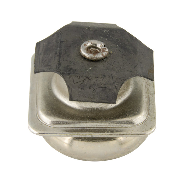 Glissière pour meuble, type à retenue interne, non pivotante, avec coussin pour base en acier tubulaire carrée de 1 1/8 po, calibre 20, nickelée par Spaenaur Inc.