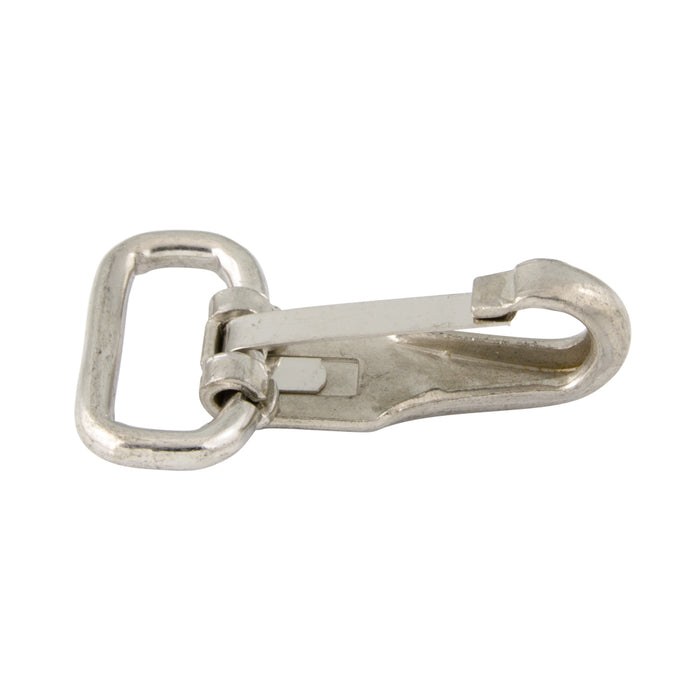Attache à ressort, œillet bouclé 1/2 po, 1 3/4 po Oal, ouverture de 0,177 po, tôle d'acier, nickelé par Spaenaur Inc.