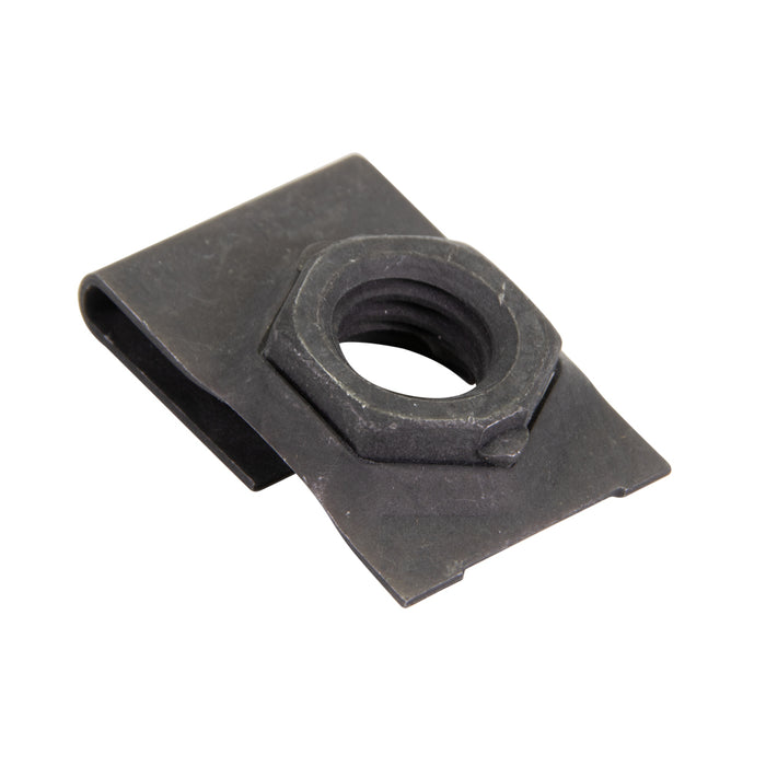 Dispositif de retenue d'écrou d'ancrage de type « J », 3/8"-16 UNC, plage de panneaux 0,050-0,090", acier à ressort traité thermiquement, finition phosphate et huile par Spaenaur Inc.