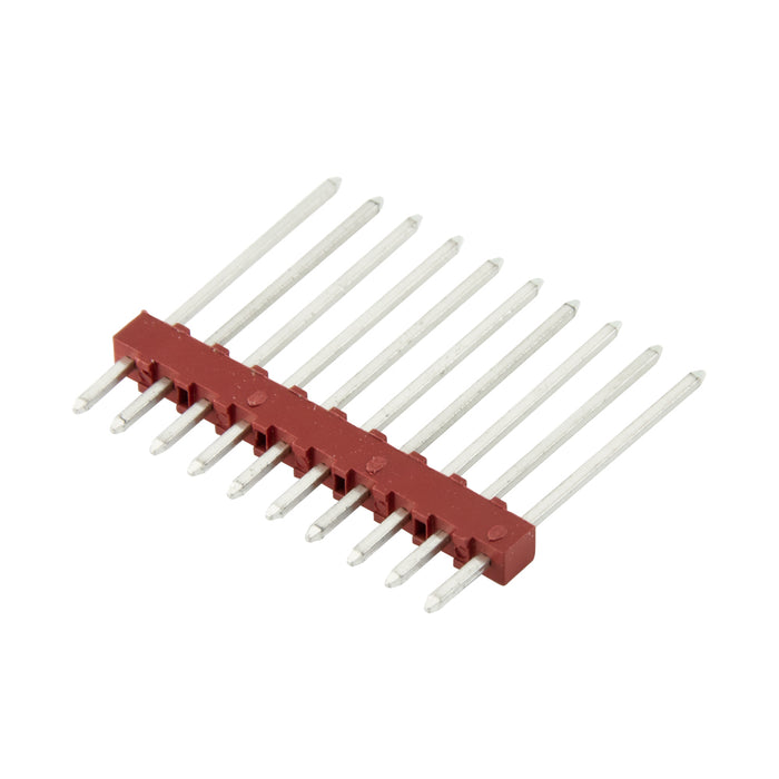 Square Pin 10 Circuit Kk Interconnection System .100"(2.54mm) Centre Spacing Series 4030-10A Nylon - Red 94V-O, Pin - Brass Tinned, Flame Retardant by Molex®