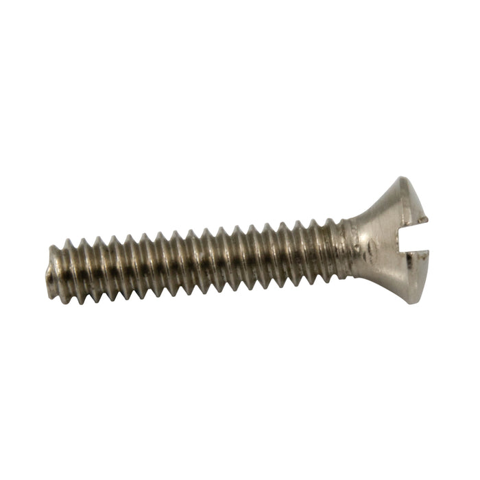 Machine Screw, Oval Head, Slotted Drive, #10-32 UNF x 5/8" Length, Steel Nickel Plated