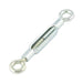 Tendeur, œillet et œillet, filetage 1/4"-20 (diamètre du matériau 0,212 po), longueur ouverte 7-3/8 po, longueur fermée 5-1/4 po, course de serrage 2-1/8 po, diamètre intérieur de l'œillet 3/8 po. Acier zingué par Spaenaur Inc.
