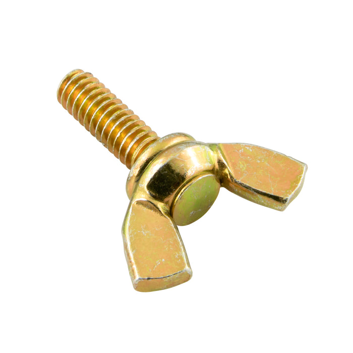 Wing Screw with Shoulder And Riveted-On Head,Style A(4) #8-32 UNC x 2", Wing Spread 27/32" Low Carb Steel Cold forged Zinc Pl with Yellow Dichrom by Spaenaur Inc.