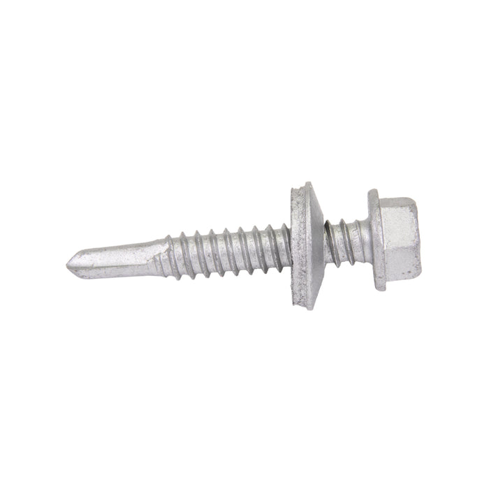 Teks Point 3 Self-Drilling Screw, Hex Head with Bonded Washer Head, #14 x 1-1/2" Length, Low Carbon Steel Mechanical Zinc with Oxyseal Coating by Spaenaur Inc.