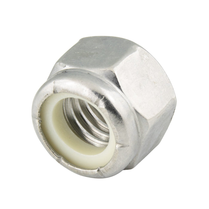 Fujilok Hex Finished Full Lock Nut W/STainless Steel Insert M6 x 1.0 (10mm WAF x 5.1mm THK) AISI-304 Stainless Steel Passivated