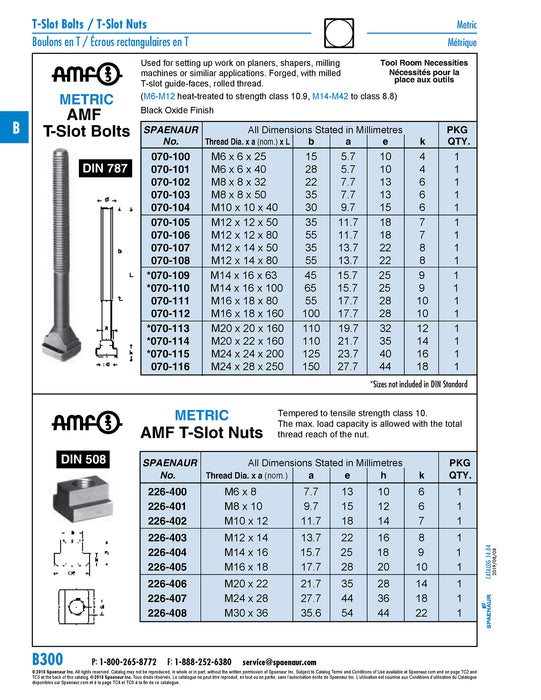 T-Slot Bolt DIN 787 M6 x 6 x 40 10.9 Steel DIN 787/10.9 M6X6X40