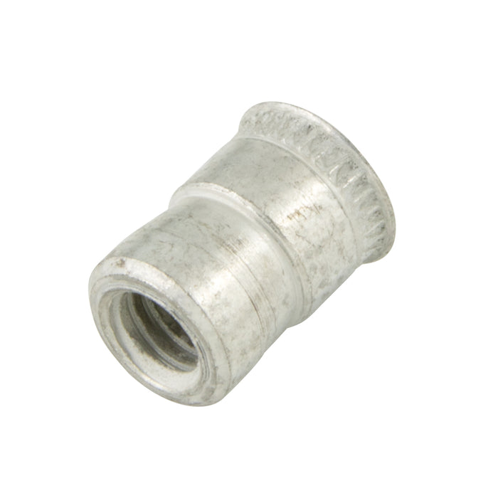 A-T Series Knurled Threaded Insert Standard Open End #10-24 UNC x .370" LGTH Steel, Trivalent Tin Zinc Plated