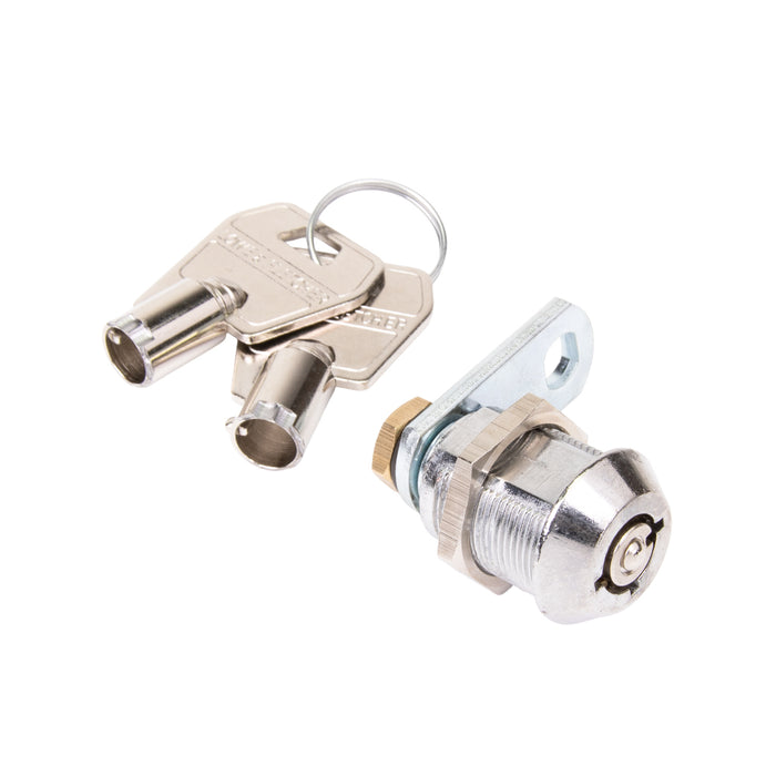 Serrure anti-perçage à goupilles radiales (RPT), série de clés 99, came plate de 28 mm x longueur de 22 mm, clés différentes, sans clé passe-partout, finition chrome brillant