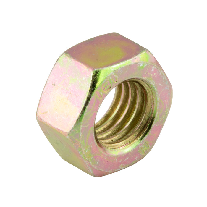 Hexagon Nut, #10-32 UNF (3/8" W AF x 1/8" THK) Steel Trivalent Zinc Plated ANSI B18.6.3-