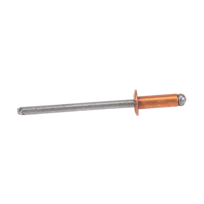 Rivet pop à tête bombée, extrémité ouverte 1/8 po D x 0,265 po L x 0,020-0,125 po de prise Corps en cuivre/mandrin en acier plaqué Spécification IFI 114 Grade 11