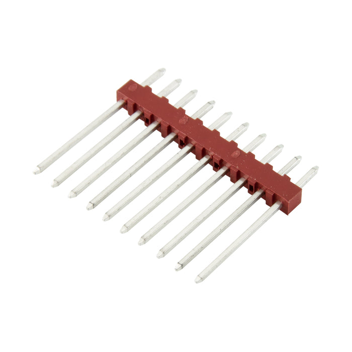 Square Pin 10 Circuit Kk Interconnection System .100"(2.54mm) Centre Spacing Series 4030-10F Nylon - Red Ul 94V-O, Pin - Brass Tinned, Flame Retardant