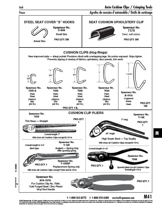 Cushion Clip (Hog Ring) 3/4" x 14 GA Steel Plain