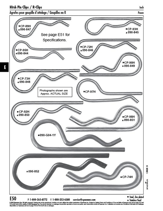 Hairpin Cotter Internal Type Wire DIA 7 GA (.177"), 3 1/4" Oal Tempered Steel Electro Zinc Plated