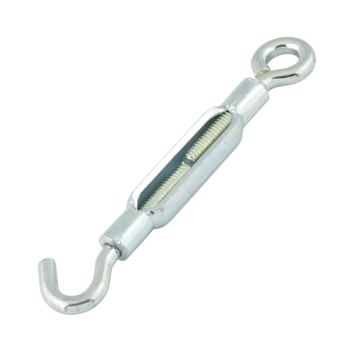 Turnbuckle, Hook & Eye #12-24 Thread (.185" Material DIA), 6-3/8" Open LGTH, 4-1/2" Closed LGTH, 1-7/8" Take-Up Steel Zinc Plated by Spaenaur Inc.