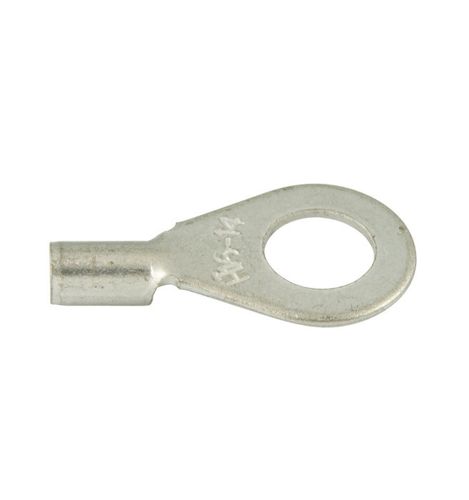 Copper Alloy Ring tongue Terminal, Wire Size 22-18 GA., Non-Insulated Hole DIA 9/64, Stud Size 5-6 Copper Alloy Chromate Plated