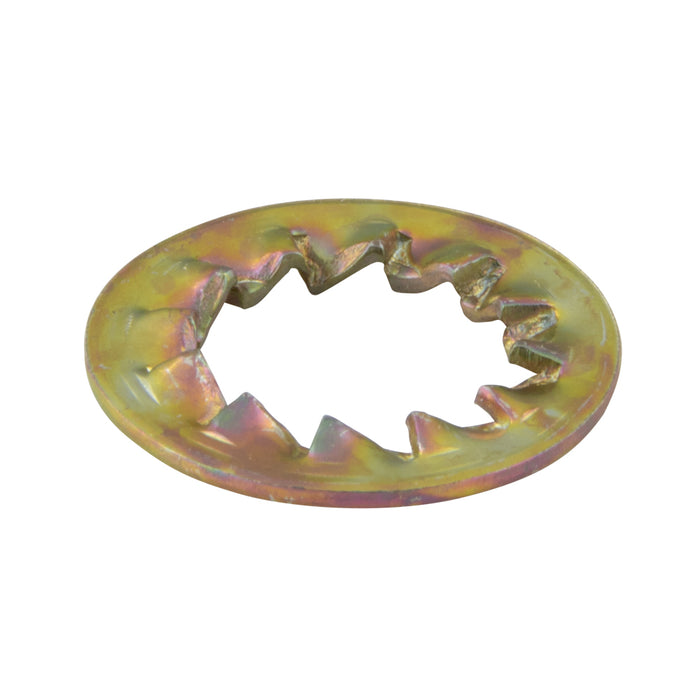 Internal Overlap tooth Lockwasher, M4 Carbon Steel Heat Treated Yellow Zinc Plated, DIN 6798J/ST-YZ M4 by Spaenaur Inc.