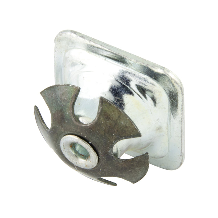 Bouton à enfoncer pour tube carré de 1 1/8 po, calibre 16 ou 18, en acier C1010 nickelé, fabriqué par Spaenaur Inc.