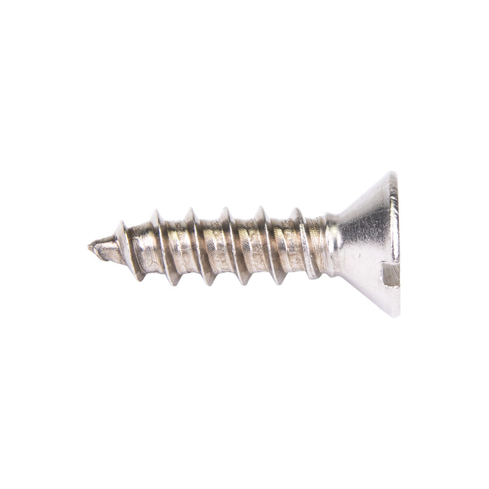 Tapping Screw, Flat Head Slotted Drive, Type AB, #10 x 1-1/2" Length, Stainless Steel