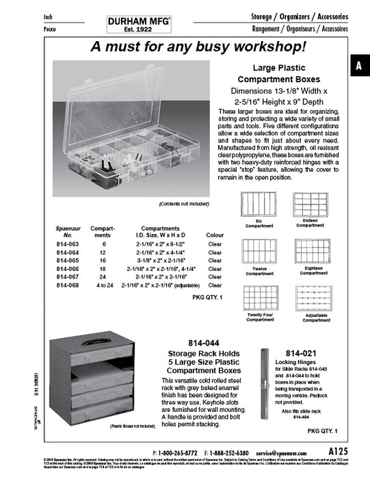 Plastic Box, 12 Compartments, 13" x 9 3/16" x 2 1/4" Polypro Clear